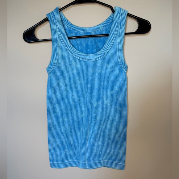 Tops - Blue Ribbed Tank Top